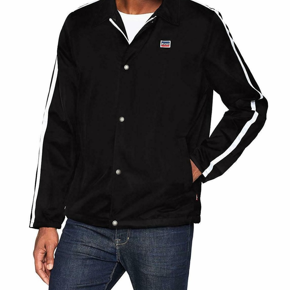 Levis Retro Coach Stripe Satin Track Jacket Black - Picture 5 of 5